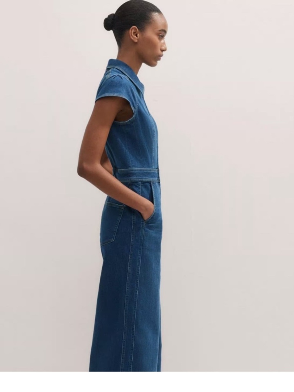 Me+Em Denim travel palazzo stretch jumpsuit size 6 - Picture 3 of 12